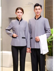 保潔服女式三?？勰惺揭涣？?灰色